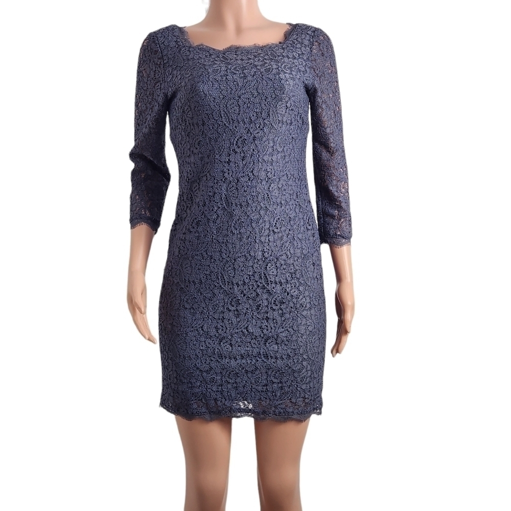𝅺nwot Adrianna Papell - Quarter Length Sleeve Lace Dress Size: 4